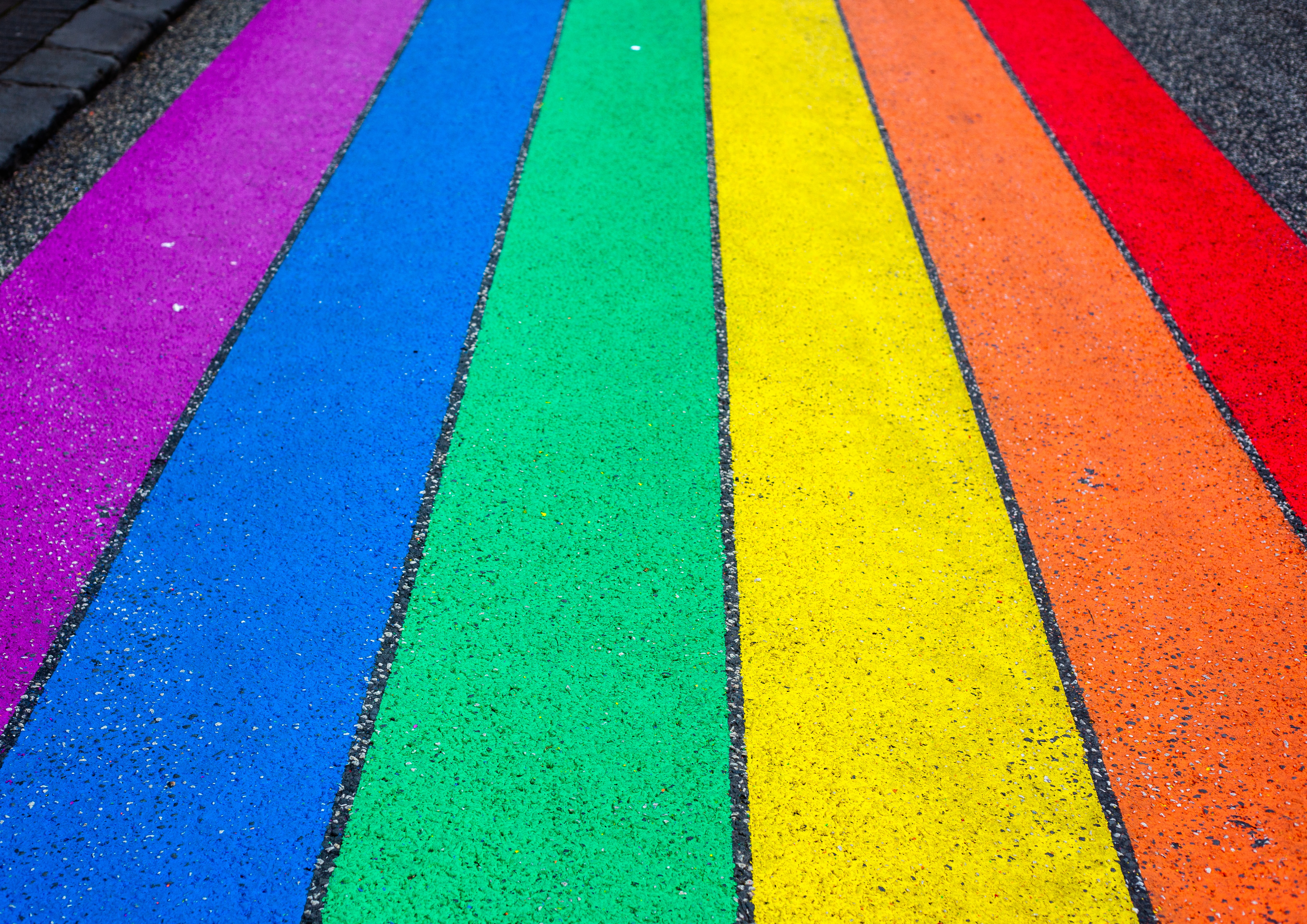 Rainbow colors on the pavement