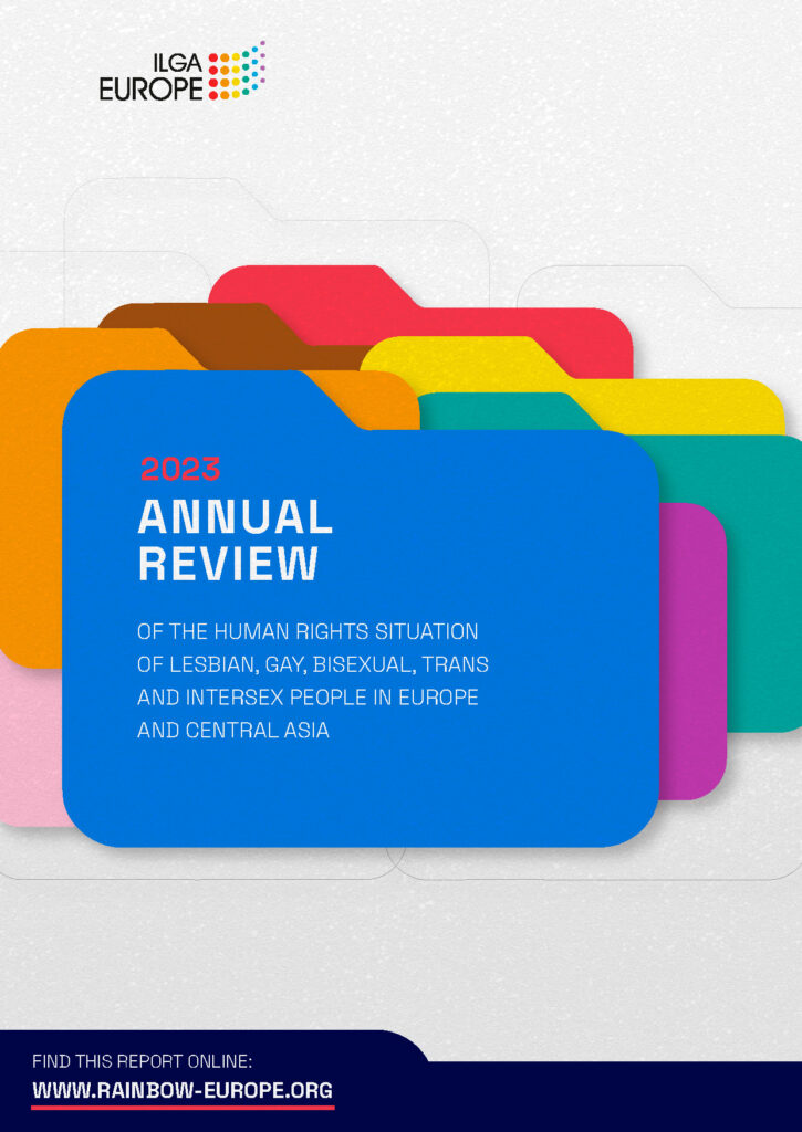 The cover of the Annual Review 2013 showing the file symbol in different colors.